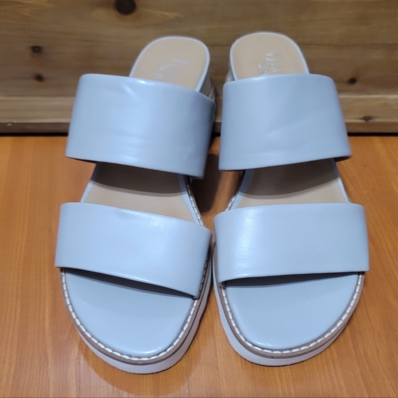 Franco Sarto Gray Cork Slip On Wedge Sandals - Picture 2 of 6